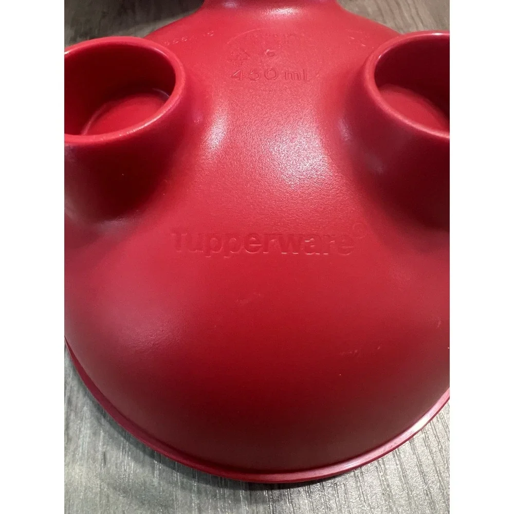 Tupperware 3 Red Salsa Bowls 2 White Lids‎ 450 ml 15 oz